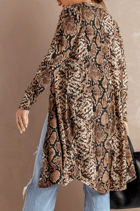 Print Colorblock Long Cardigan